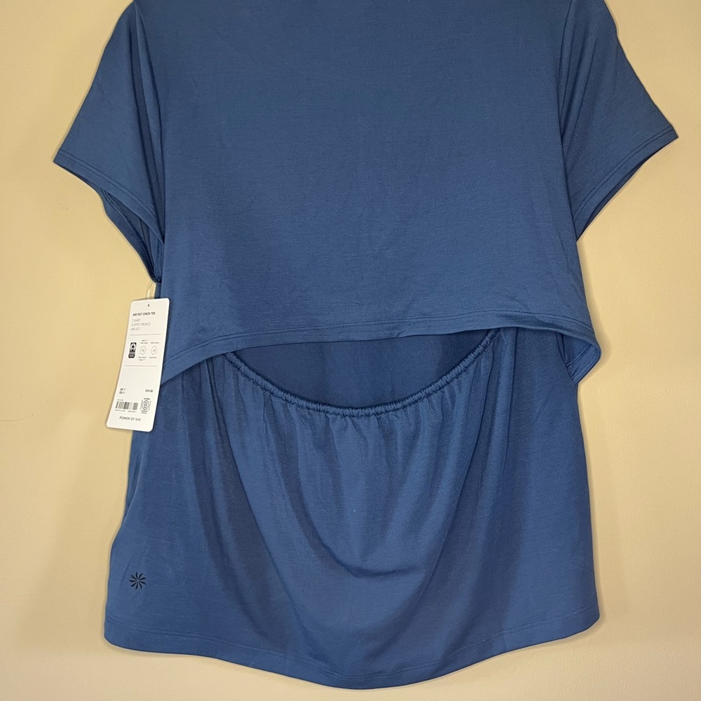 NWT Athleta Air Out Cinch Tee Blue Size Medium - Picture 5 of 5